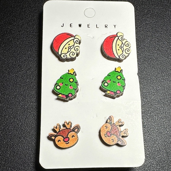 None Jewelry - Festive Holiday Earrings Set - Red, Green, Brown